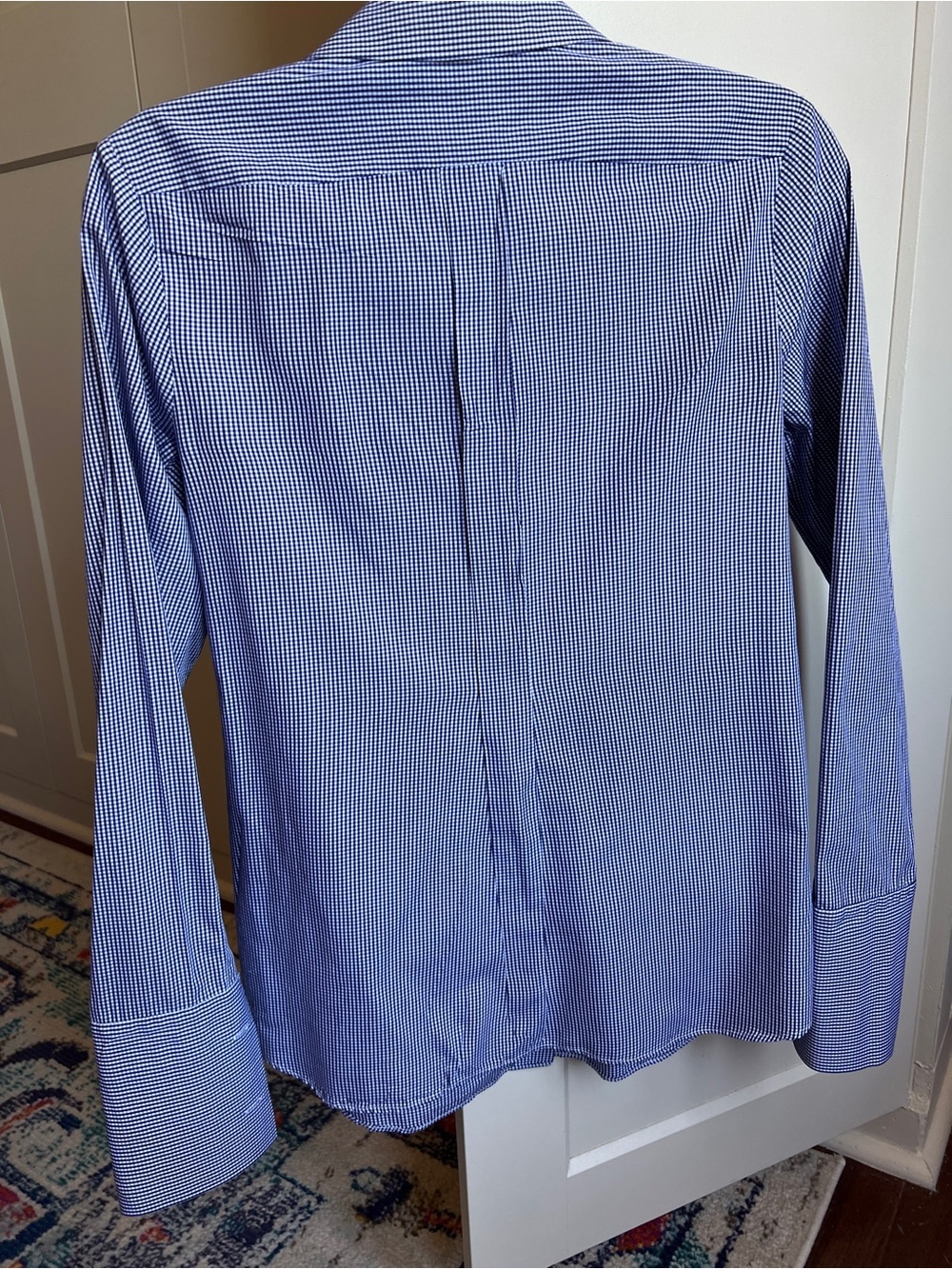 Michael Kors Made in Italy Indigo Micro Gingham Button Up women’s 6 - Picture 2 of 7